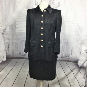 Escada Couture Black Suit Blazer 42 & Skirt 44